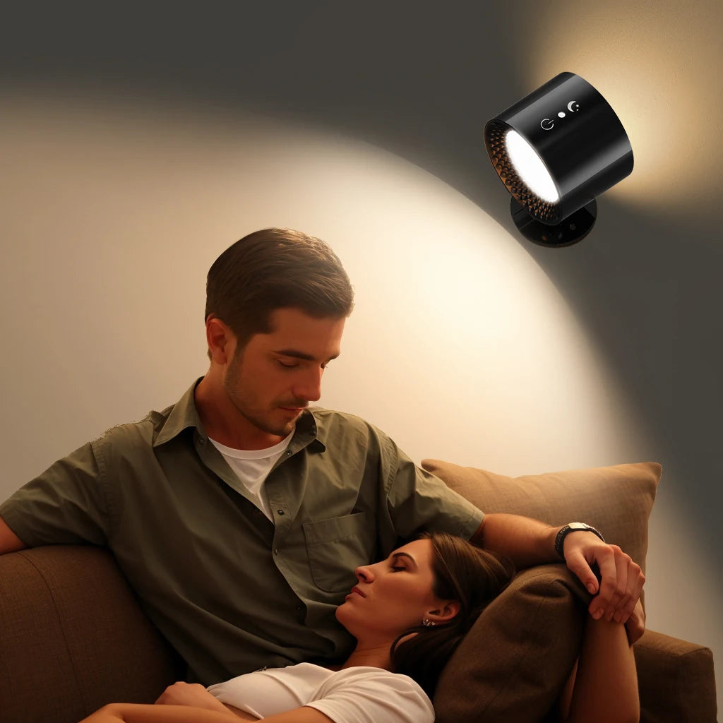 💡 Lámpara de Pared LED Giratoria 360° – Doble Luz para Dormitorio o Sala
