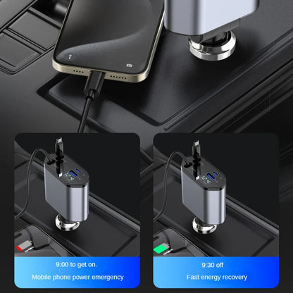 Cargador de coche retráctil 4 en 1 de carga rápida, 120 W